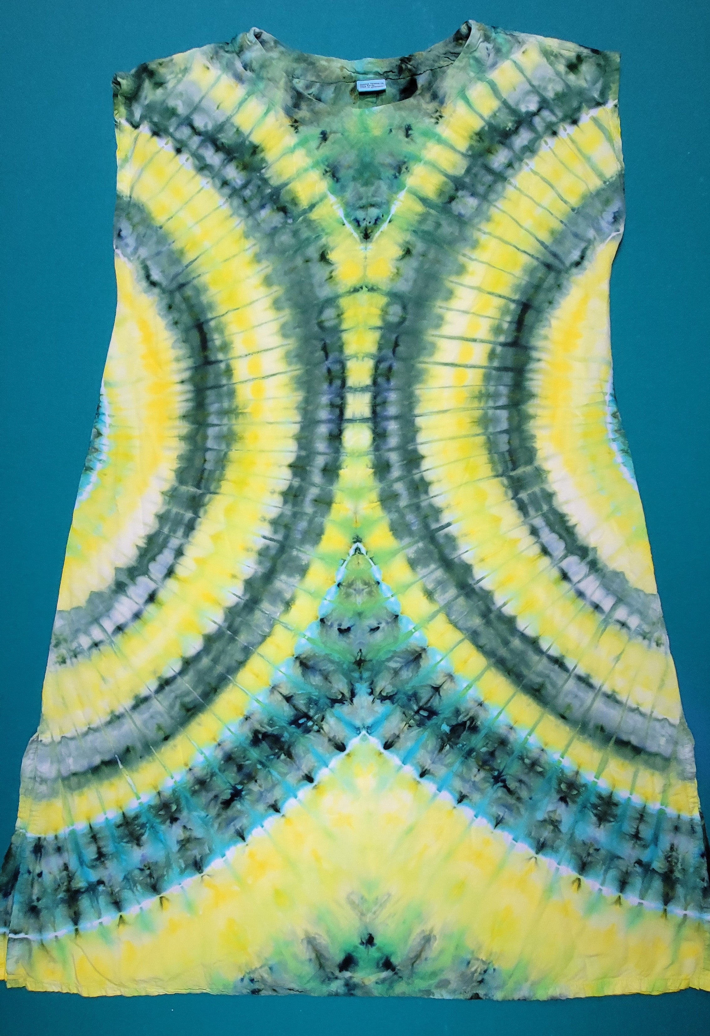 Women's Sundress Green and Yellow Rayon, size Large