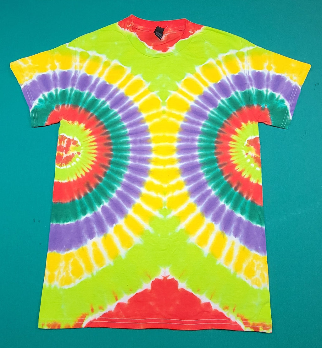 Colorful Double Peacock T-shirt, size Small