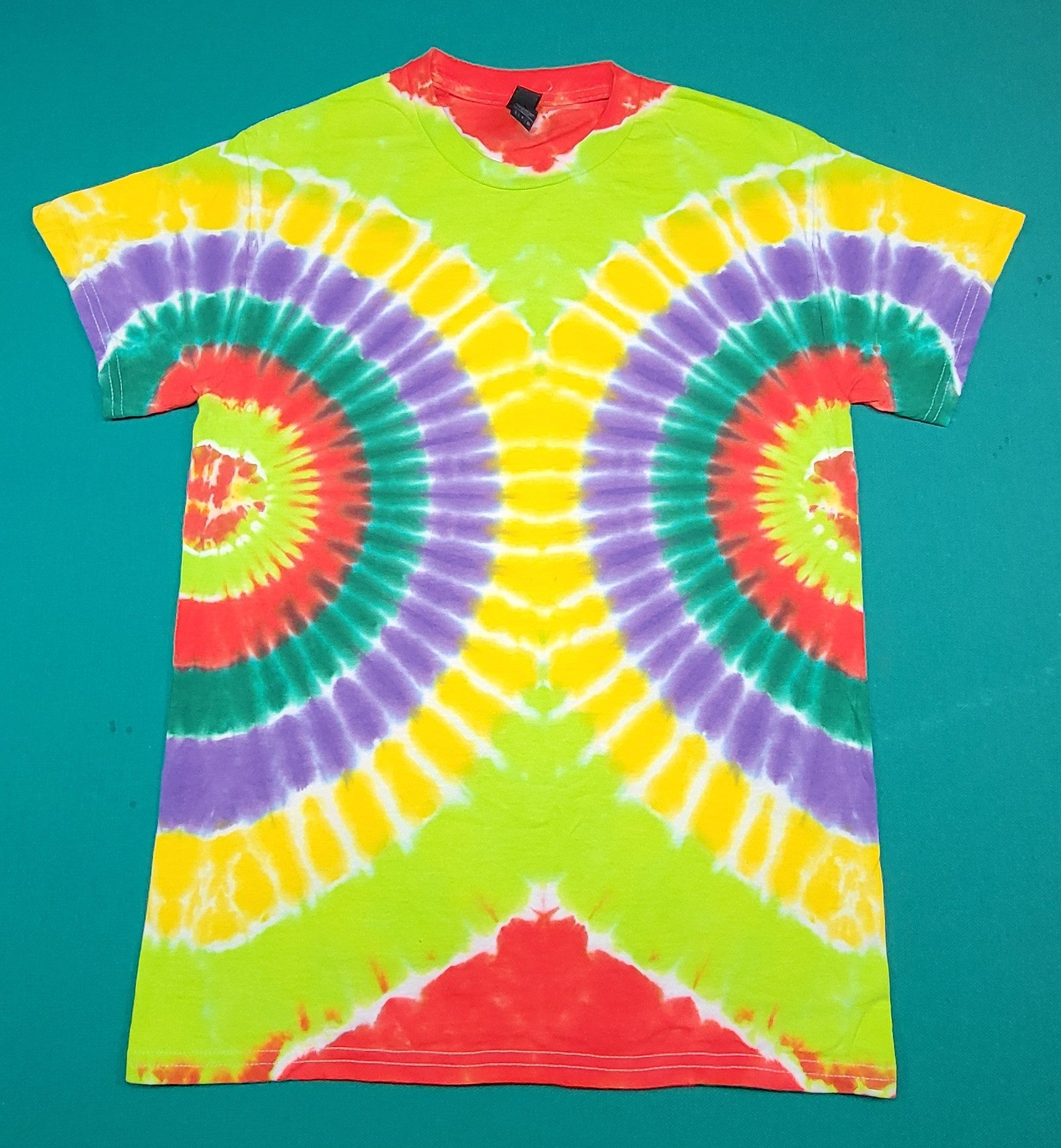 Colorful Double Peacock T-shirt, size Small